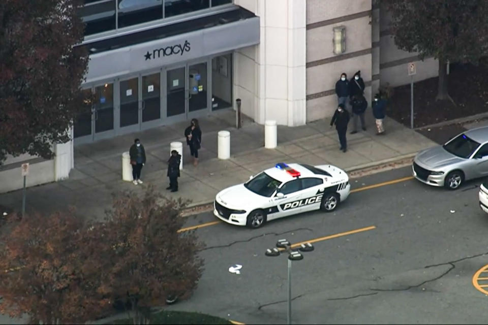 Police respond to a shooting at a mall in Durham, N.C., on Nov. 26, 2021. (WRAL)