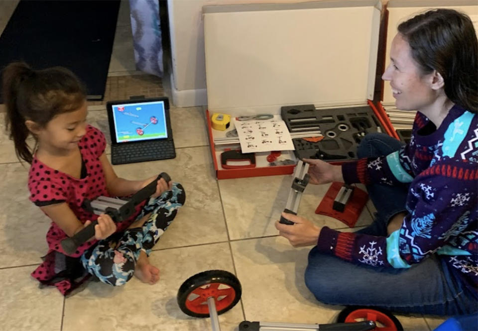 Lura Capalongan and her daughter Lexi built a scooter for a STEM lesson using ESA funds. (Lura Capalongan)