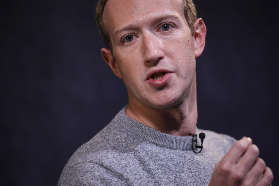 NEW YORK, NY - OCTOBER 25: Facebook CEO Mark Zuckerberg speaks about the new Facebook News feature at the Paley Center For Media on October 25, 2019 in New York City. Facebook News, which will appear in a new dedicated section on the Facebook app, will offer stories from a mix of publications, including The New York Times, The Wall Street Journal and The Washington Post, as well as other digital-only outlets.(Photo by Drew Angerer/Getty Images)