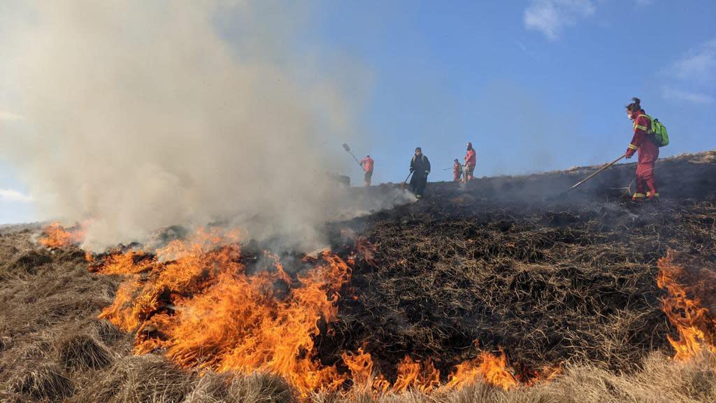 The fire broke out on moorelands near Castletown. (Derbyshire Fire & Rescue Service)