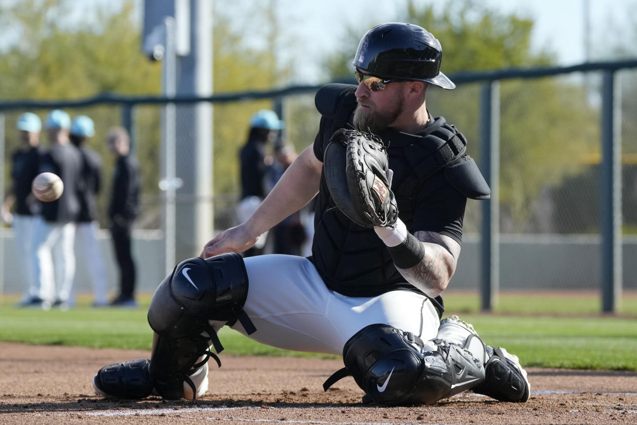 Tucker Barnhart became a Gold Glove catcher in part by learning to work with veteran pitchers such as Johnny Cueto. (AP Photo/Ross D. Franklin)