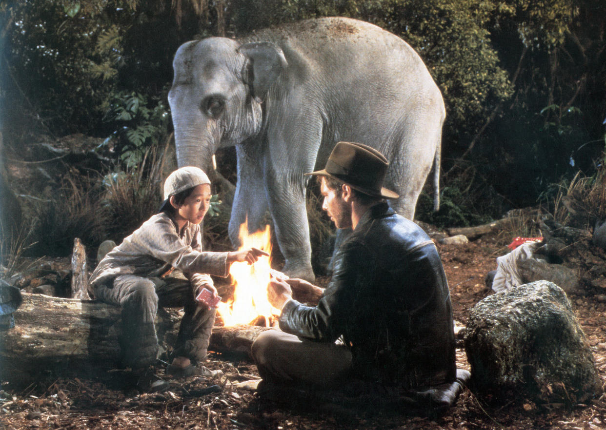 Ke Huy Quan and Harrison Ford in 1984's Indiana Jones and the Temple of Doom. (Photo: Paramount/Courtesy Everett Collection)