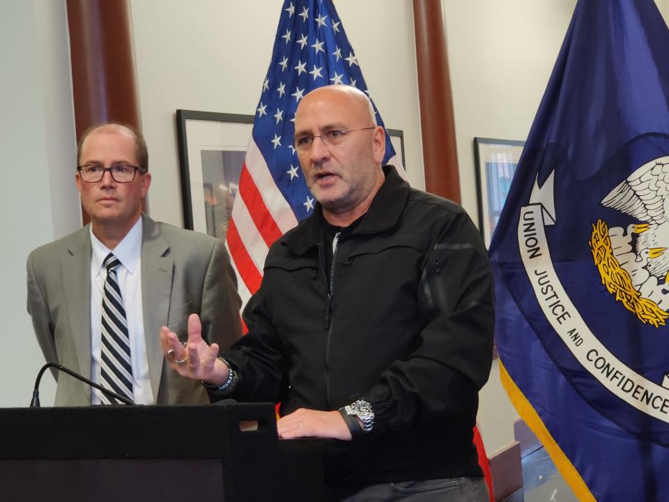 Rep. Clay Higgins (right) and Mark Wingate (left), of the U.S. Army Corps of Engineers