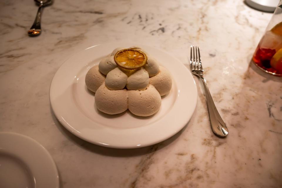 lemon meringue in a pile on a plate