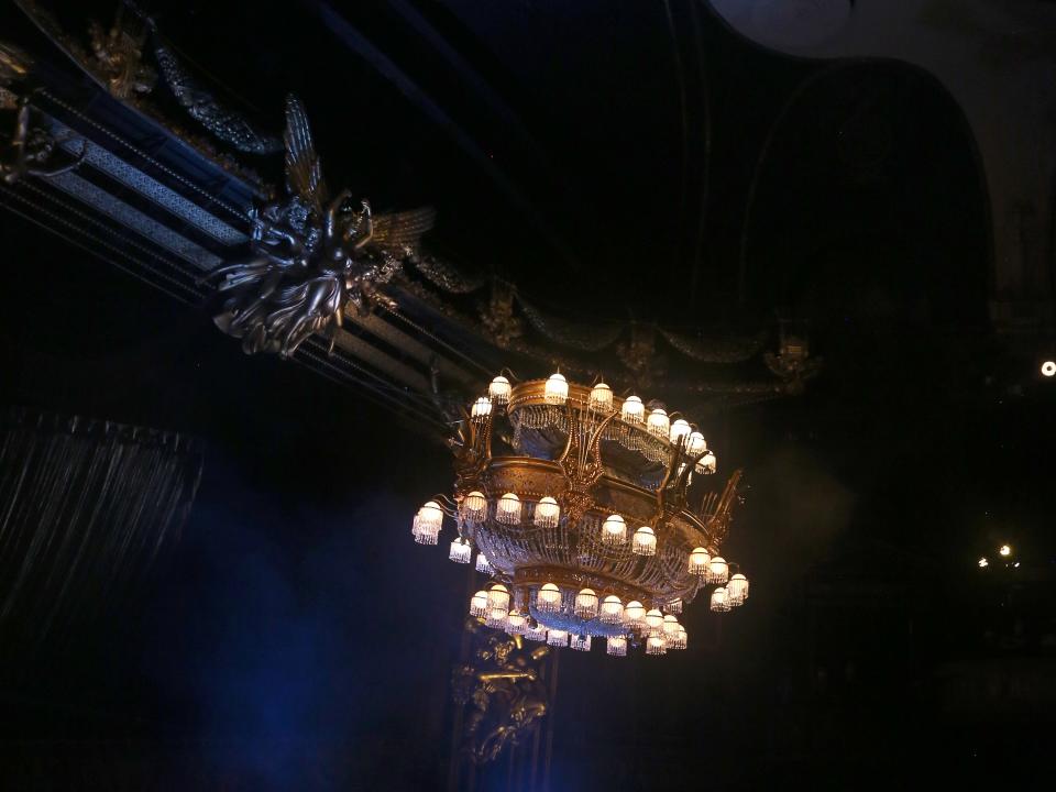 A large chandelier at the Majestic Theatre