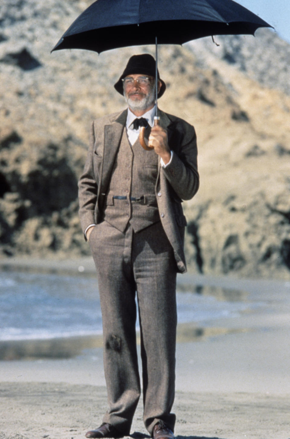 Scottish actor Sean Connery as Professor Henry Jones in a scene from the film 'Indiana Jones and the Last Crusade', 1989.  (Photo by Murray Close/Getty Images)