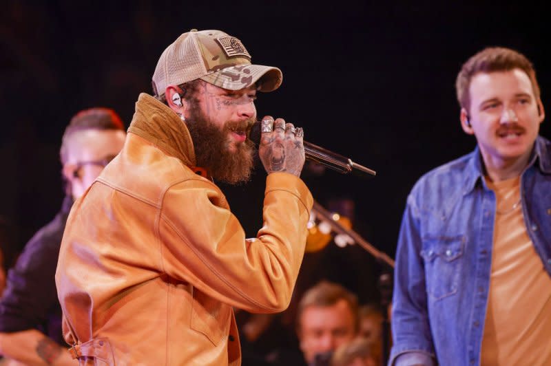 Post Malone performs at the CMA Awards in November. File Photo by John Angelillo/UPI