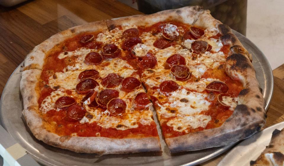 A freshly made pepperoni pizza at CatBird in Asbury Park.