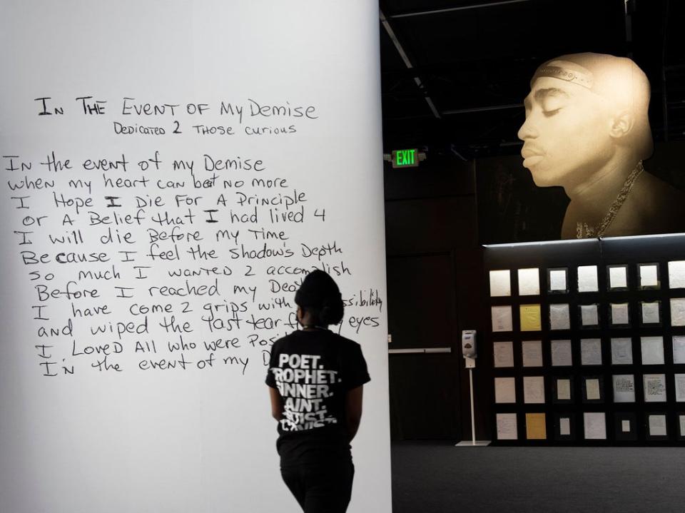 The most remarkable room in the exhibition, and the one in which Shakur’s fans will want to linger the longest, is filled with hundreds of pages drawn from his notebooks (AFP/Getty)