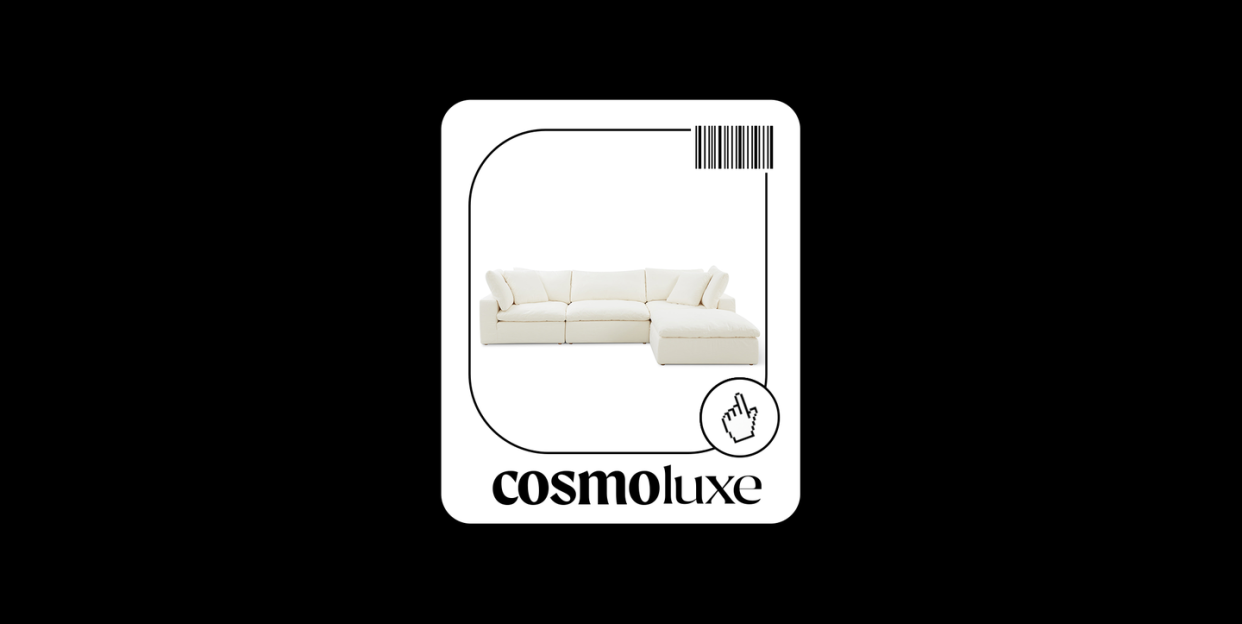 white couch on a sticker design with a barcode