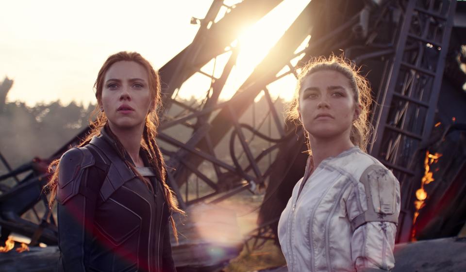 Scarlett Johansson and Florence Pugh in Black Widow. - Credit: Marvel Studios