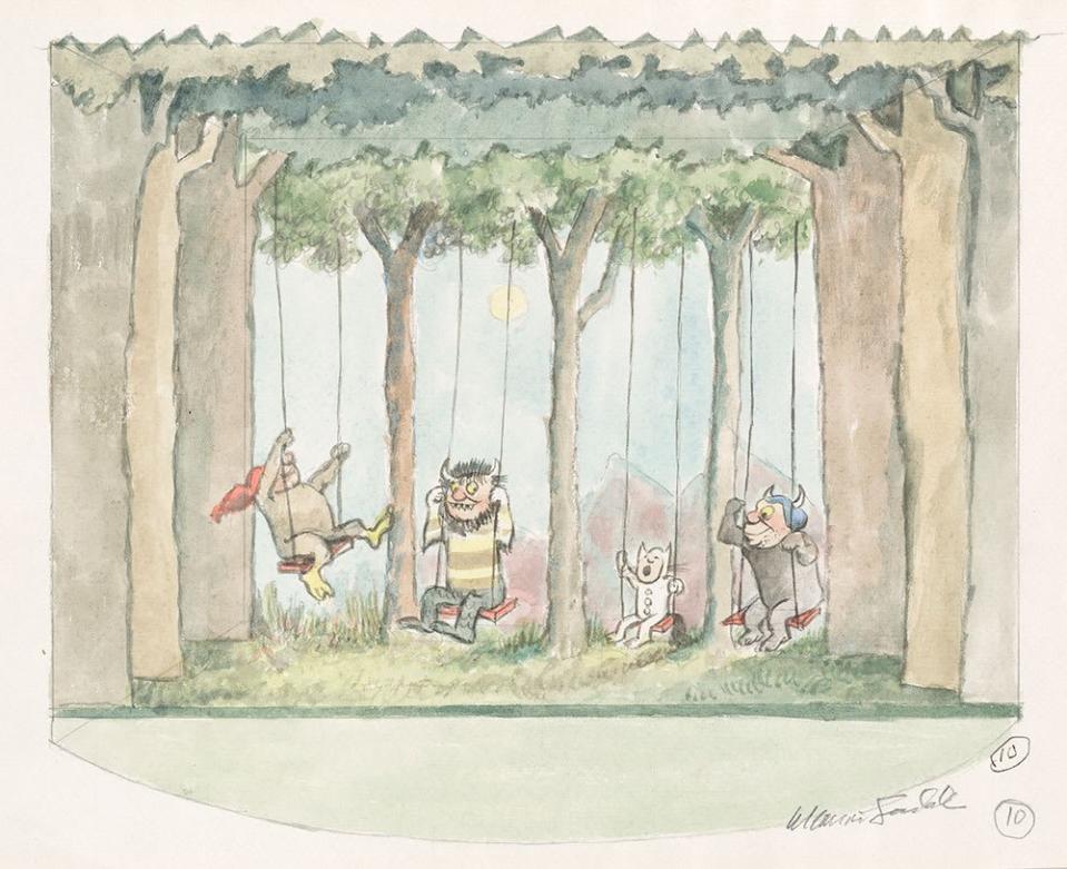 <div class="inline-image__caption"><p>Study for stage set #10(Where the Wild Things Are), 1979-1983, watercolor, pen and ink, and graphite pencil on paper.</p></div> <div class="inline-image__credit">The Morgan Library & Museum</div>