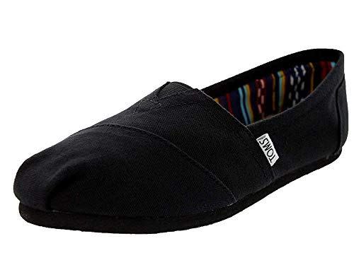 TOMS Women's Classic Core Alpargata Slip-On, Black Canvas, 9 Medium US