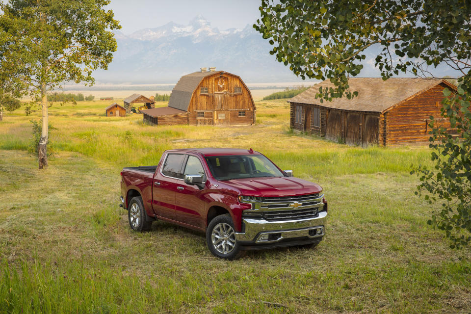 This photo provided by Chevrolet shows the 2020 Chevrolet Silverado, an example of a vehicle that is priced high enough on the used market that it's worth considering buying the new model. (AJ Mueller/Courtesy of Chevrolet via AP)