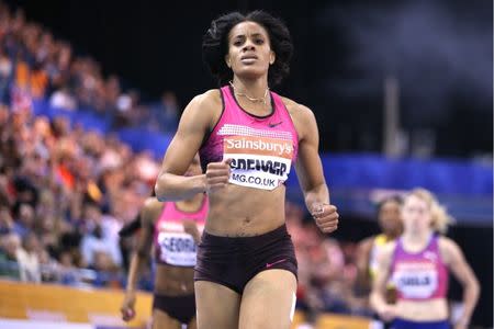 Athletics - Sainsburys Indoor Grand Prix - National Indoor Arena, Birmingham - 15/2/14 Women's 400m - Kaliese Spencer of Jamaica Mandatory Credit: Action Images / Steven Paston EDITORIAL USE ONLY.