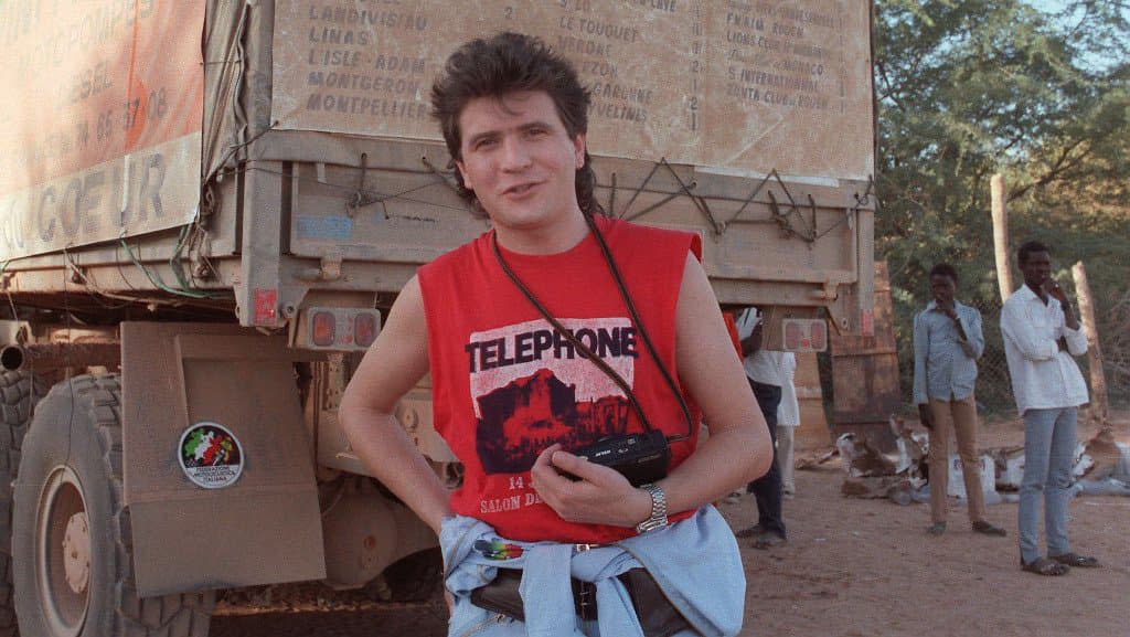 Daniel Balavoine sur le Paris-Dakar, le 8 janvier 1986. Le chanteur participait à un 