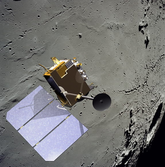 This image shows an artist's illustration of NASA's Lunar Reconnaissance Orbiter at the moon. LRO and the Opportunity rover mission on Mars are currently zeroed in the space agency's 2016 budget request.