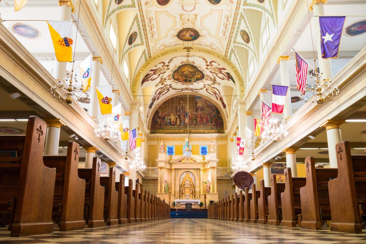 The interior of the St. Louis Cathedral in New Orleans, Louisiana