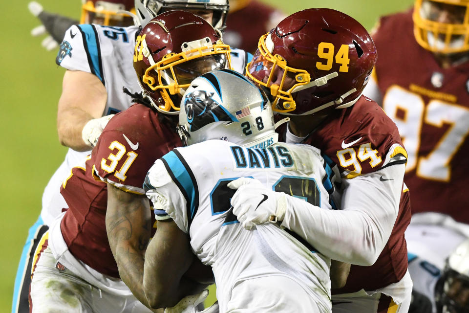 Kamren Curl and Daron Payne of the Washington Football Team will play in the final game of the NFL's regular season. (Photo by Mitchell Layton/Getty Images)