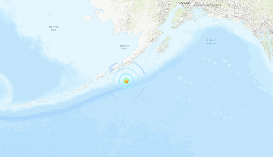 A map of the Alaska peninsula where the 7.5 magnitude earthquake struck. Source: earthquake.usgs.gov