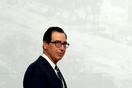 FILE PHOTO: U.S. Secretary of the Treasury Steven Mnuchin arrives for a news conference at the G20 Meeting of Finance Ministers in Buenos Aires, Argentina, July 22, 2018. REUTERS/Marcos Brindicci/File Phot