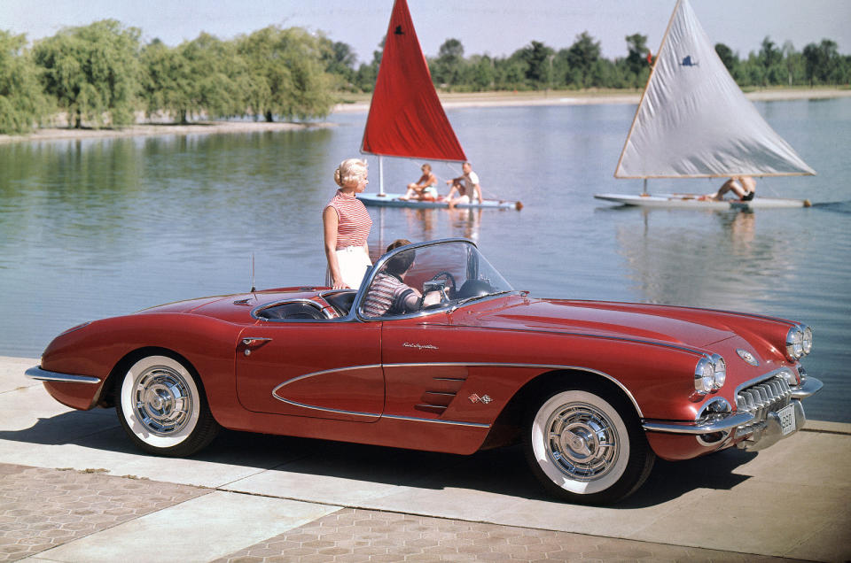 <p>The Small Block V8 was first used as a 4.3-litre in the <strong>Chevrolet Corvette</strong> (’58 model pictured) and the much larger <strong>Bel Air</strong> sedan in 1955, and appeared in many GM cars and trucks after that. Like the Ford Windsor, it is available nowadays from GM only as a ‘crate’ engine, available to buy to keep an older car going. Total production is believed to be well over 100 million.</p>