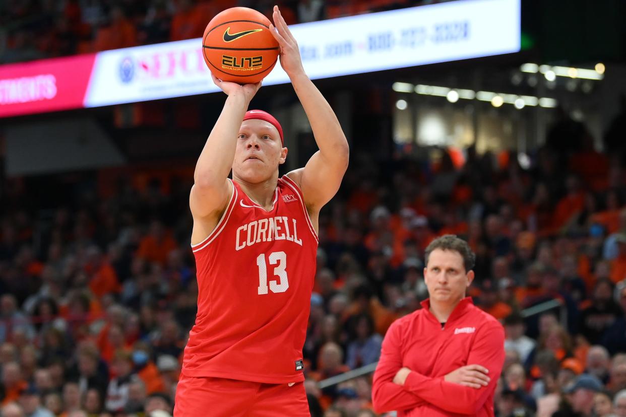 Cornell guard Isaiah Gray shoots the ball at Syracuse on Dec. 17, 2022.