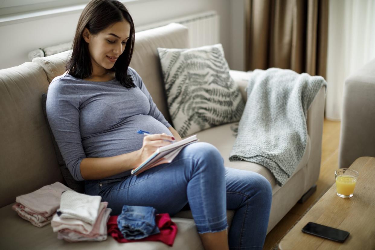 Pregnant woman making a birth plan