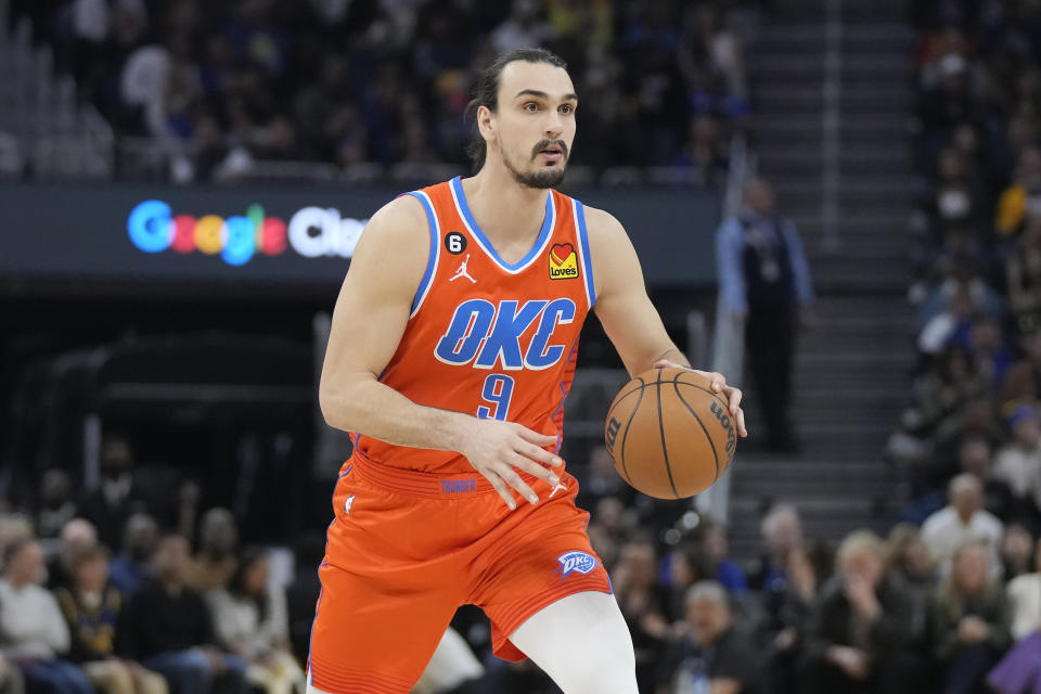 Dario Šarić is the most recent veteran acquisition for the Warriors. (AP Photo/Jeff Chiu)