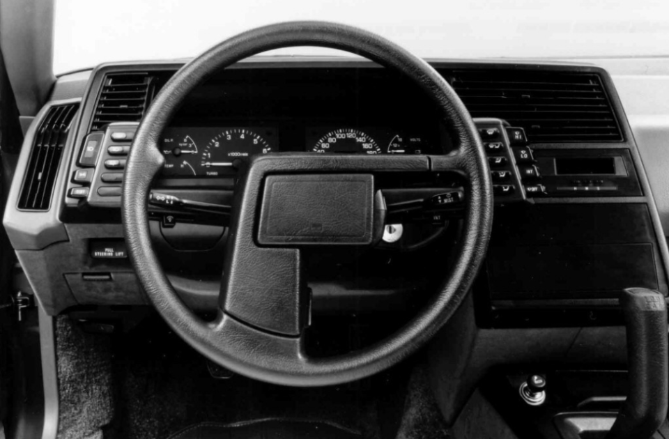 <p>The Subaru XT wasn't just strange-looking on the outside—the interior had its fair share of quirks as well. The steering wheel is the most obvious, with an asymmetrical pistol shape and a square center. </p>