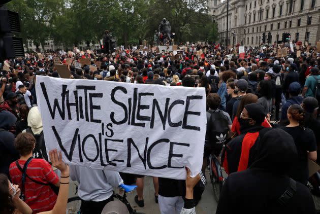 Protesters gather during a demonstration in Parliament Square in London on Wednesday, June 3, 2020, over the death of George Floyd, a black man who died after being restrained by Minneapolis police officers on May 25. Protests have taken place across America and internationally, after a white Minneapolis police officer pressed his knee against Floyd's neck while the handcuffed black man called out that he couldn't breathe. The officer, Derek Chauvin, has been fired and charged with murder. (AP Photo/Matt Dunham)