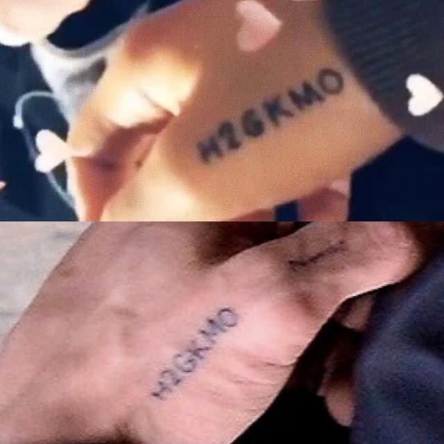 His "H2GKMO" Tattoo