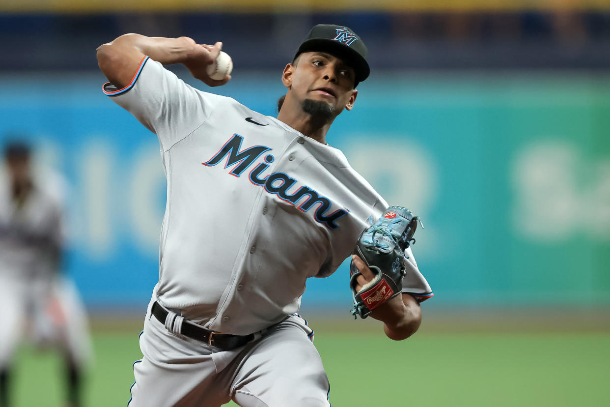 Edward Cabrera is worth adding in all fantasy baseball leagues. (Photo by Mike Carlson/Getty Images)