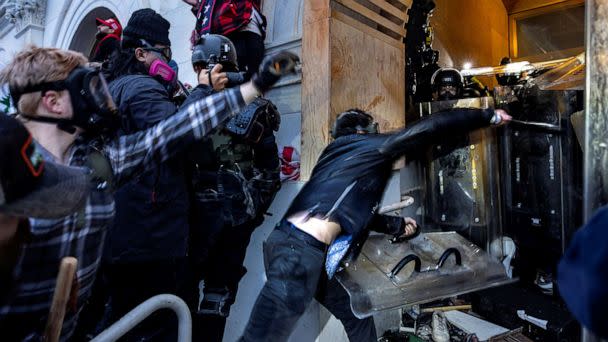 PHOTO: Trump supporters clash with police and security forces as people try to storm the Capitol in Washington, Jan. 6, 2021. (Brent Stirton/Getty Images, FILE)