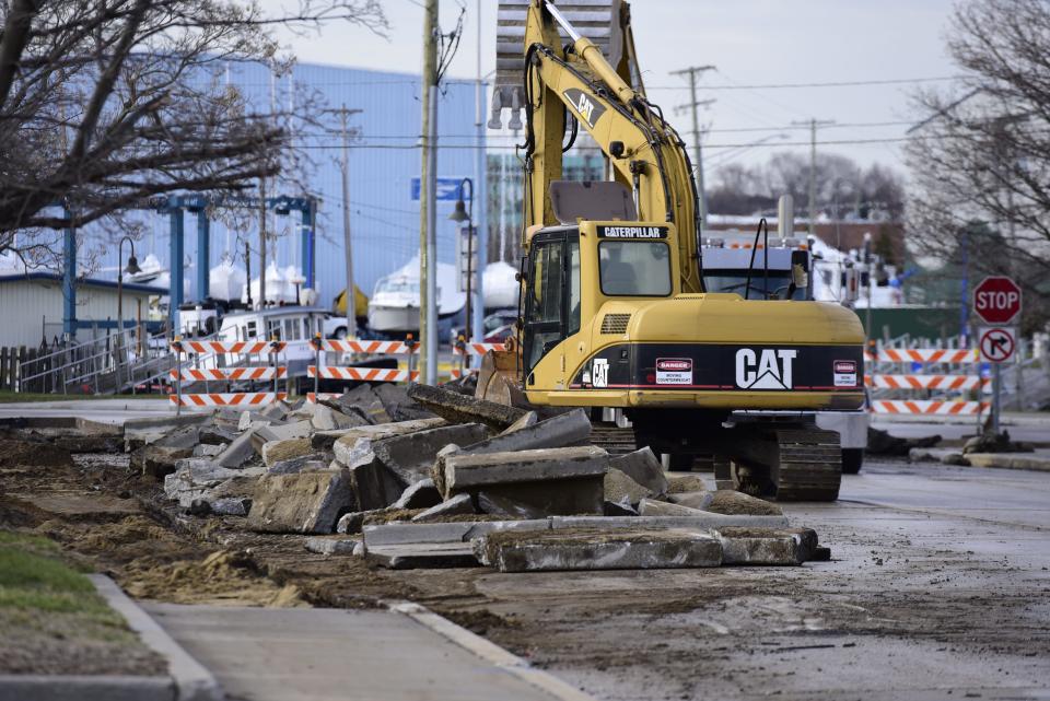 Construction begins on Fort Street from Quay Street to Beers Street in downtown Port Huron on Monday, April 11, 2022. The project includes water main replacement, sanitary sewer replacement, storm sewer installation and street reconstruction and is estimated to be completed by Nov.