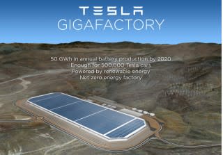 Computer-generated image of proposed Tesla Motors Gigafactory