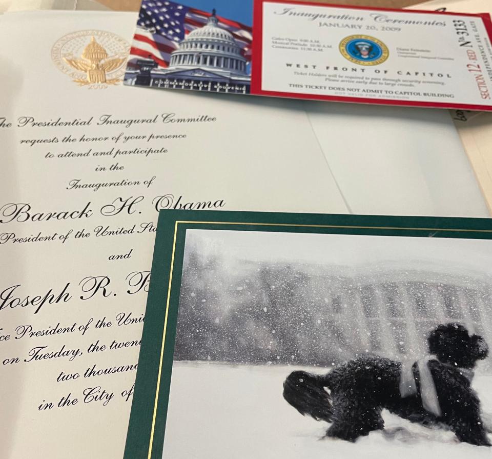 A ticket to President Barack Obama's 2009 inauguration is included in a collection of documents and historical items from the late Ventura County Supervisor Carmen Ramirez at CSU Channel Islands.