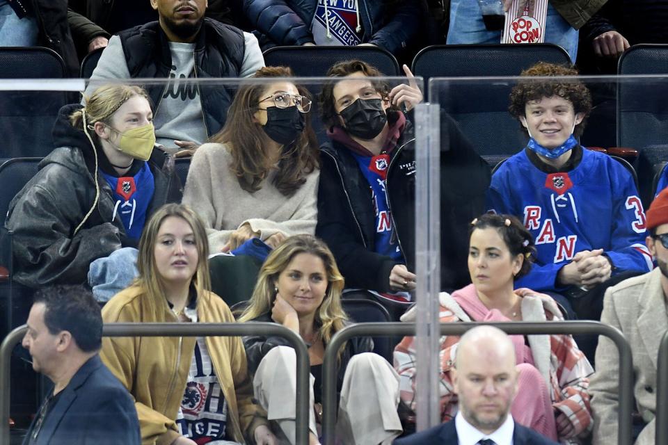 Zendaya and Tom Holland at the Detroit Red Wings at the New York Rangers game