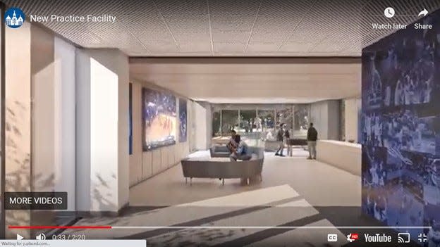 Screen shot of the lounge area of the proposed basketball facility addition at Seton Hall