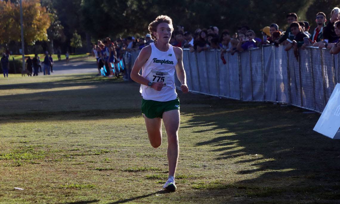 Templeton senior Joshua Bell won the Division IV race (15:12.7) at the CIF Central Section cross country championships at Woodward Park on Nov. 16, 2023.