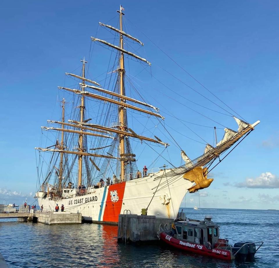 At 295 feet long, the Eagle is the largest tall ship flying the stars and stripes, the U.S. Coast Guard said.