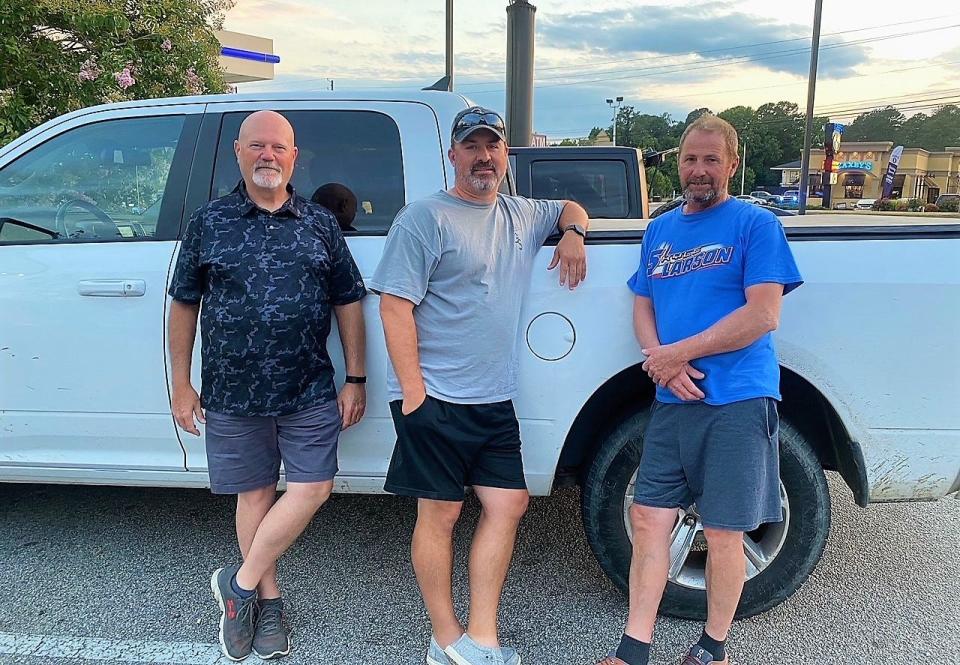 The 3 Dudes and a Truck Tour returns to Augusta after 7,380 and 19 states. This photo shows  Stacey, Jamie and Tim.