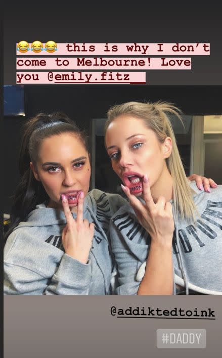 Jessika and her friend Emily got the same tattoo. Photo: Instagram/Jessika Power 