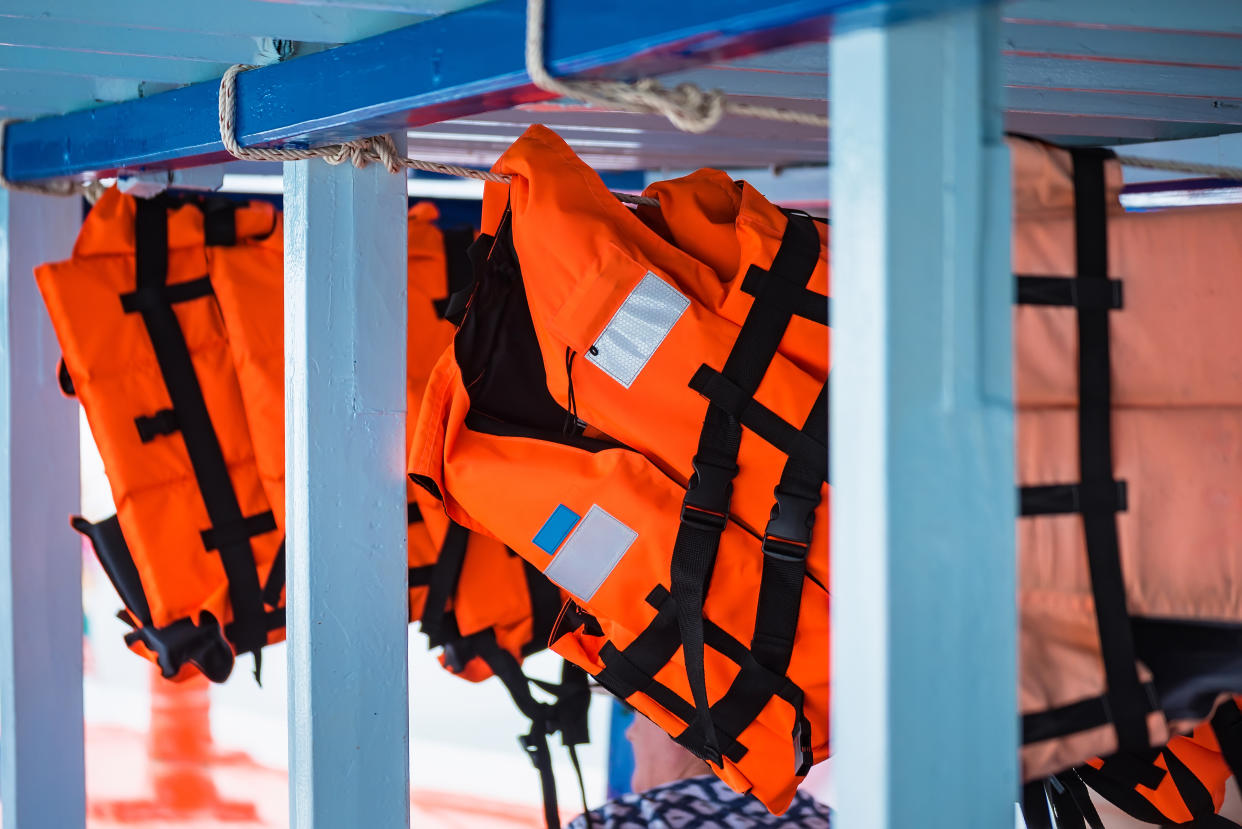 Life jackets on a boat.