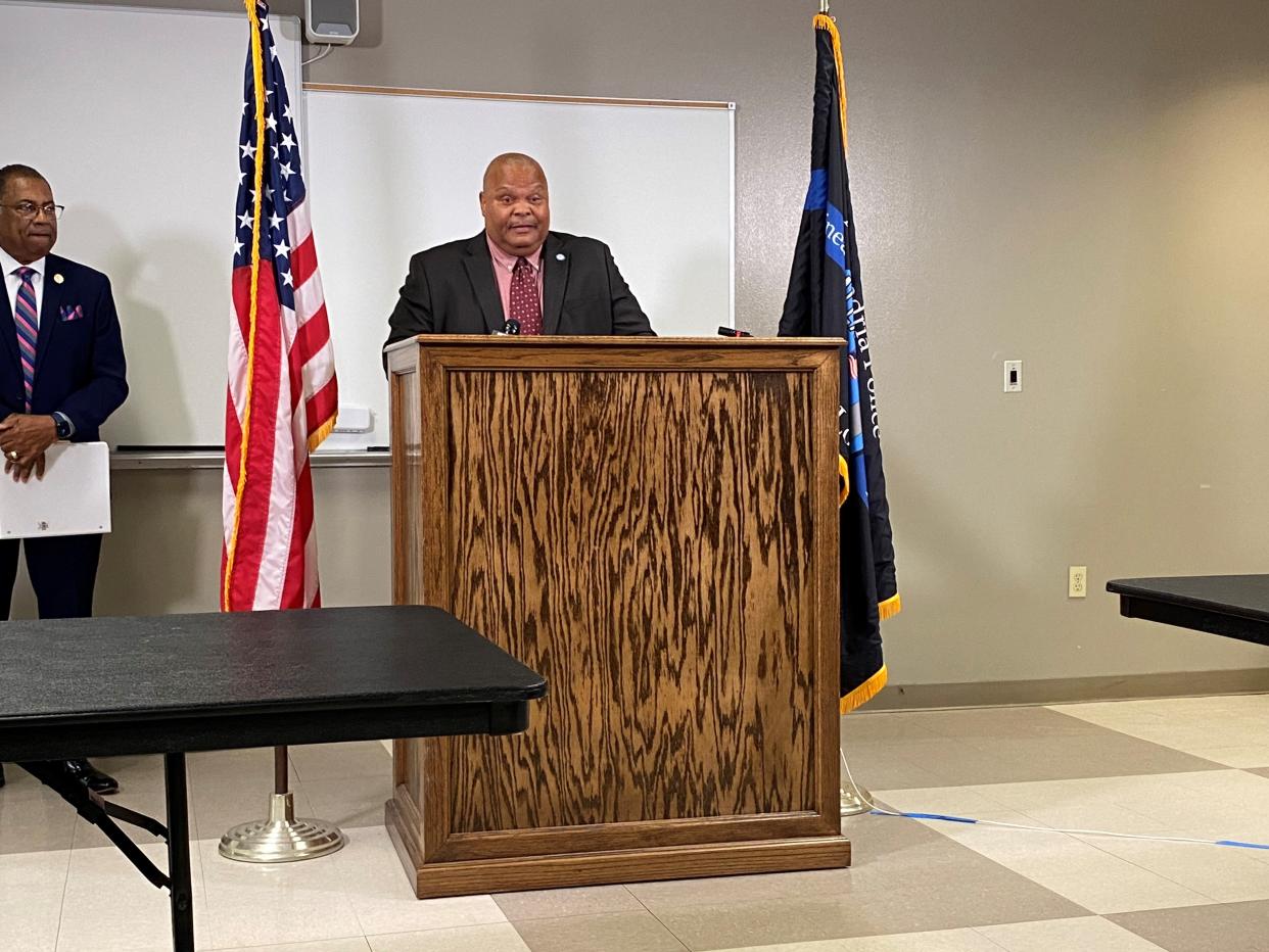 Ronney Howard speaks Friday after being named the new chief of the Alexandria Police Department.