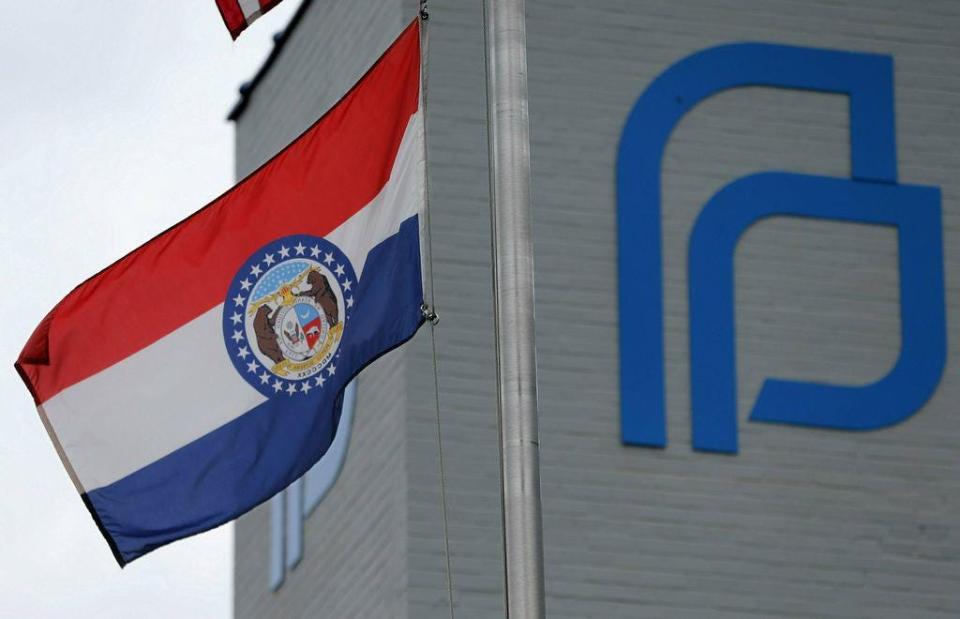 The Missouri state flag flies outside of the Planned Parenthood of the St. Louis Region and Southwest Missouri on June 21, 2019, in St. Louis.