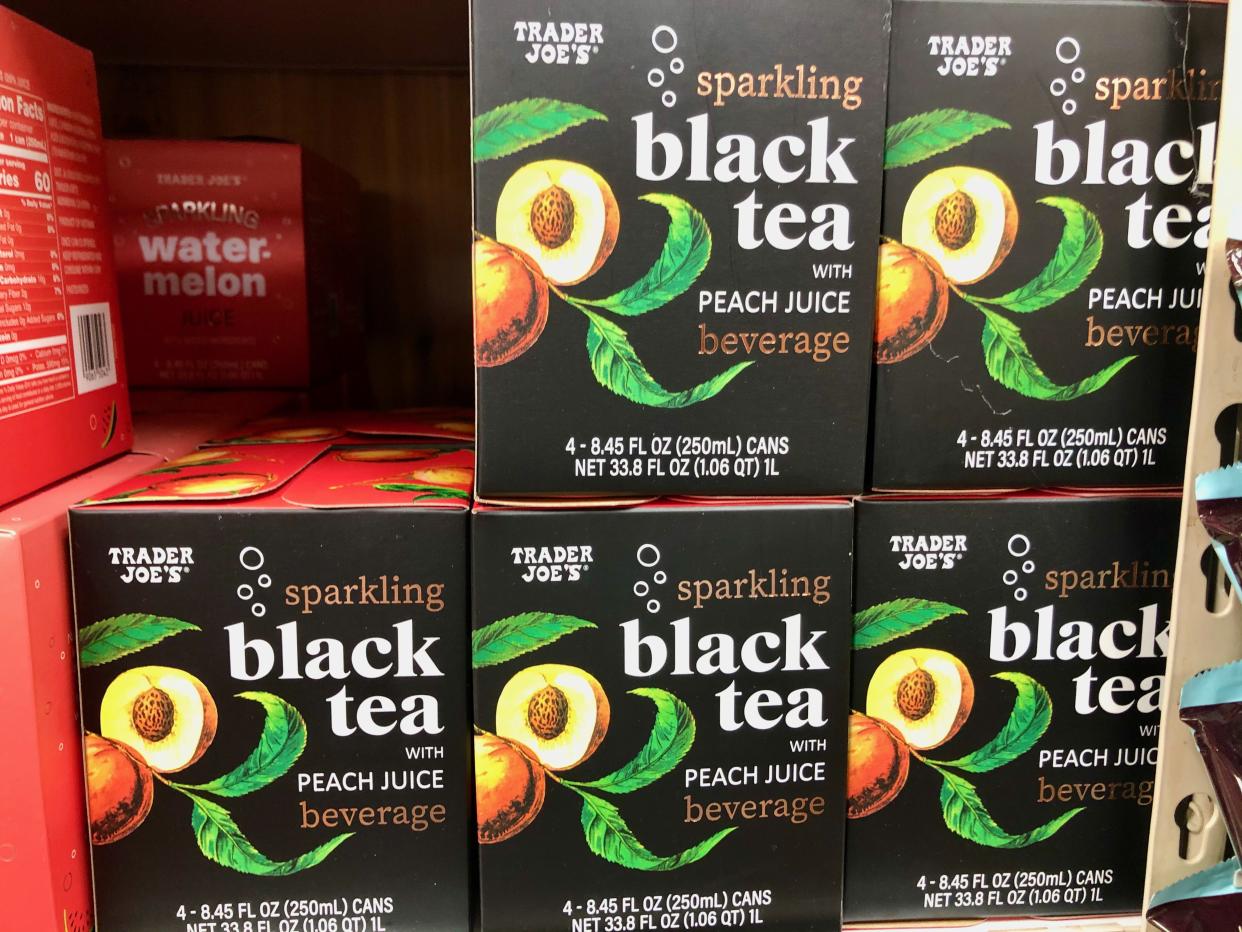 Trader Joes Sparkling Black Tea with Peach Juice