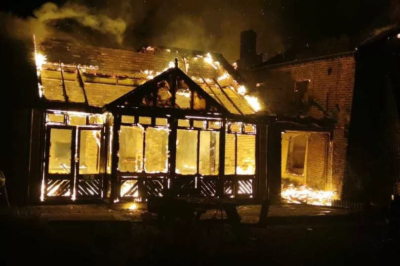 The height of the blaze at The Crooked House -Credit:BPM Media