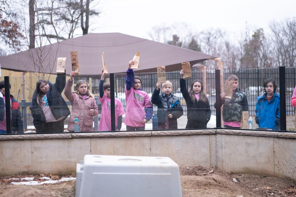 Gordon Elementary School fifth grade students gather around the prairie dog exhibit at Binder Park Zoo on Friday, Feb. 2, 2024.