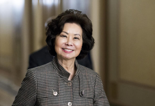 UNITED STATES - DECEMBER 10: Transportation Secretary Elaine Chao leaves the Capitol on Tuesday, Dec. 10, 2019. (Photo By Bill Clark/CQ-Roll Call, Inc via Getty Images)